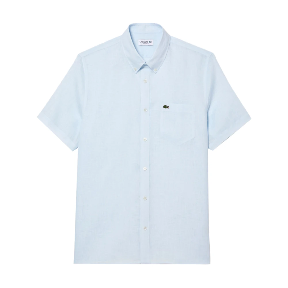 Lacoste Mænd Blå Skjorte, Herre,, Linned, Lysblå Linnedskjorte Til Stor