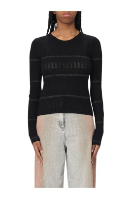 Räfflad Stickad Pullover Sweater