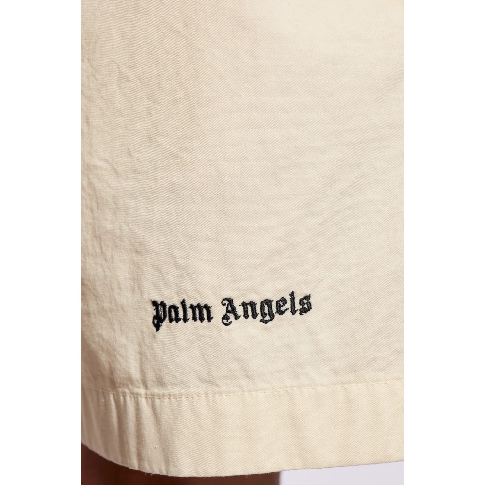 Palm Angels Shorts met logo Beige Heren