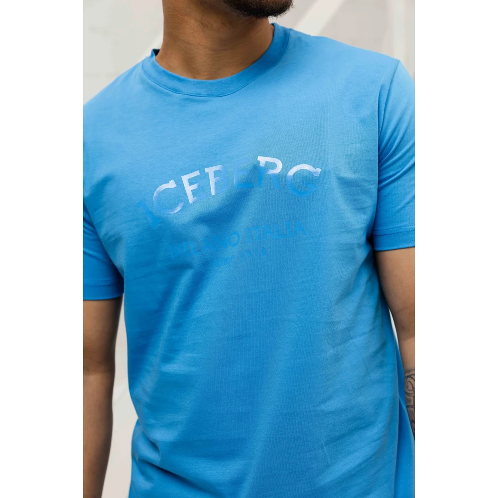 Iceberg Blauw Jersey T-shirt Heren Blue Heren
