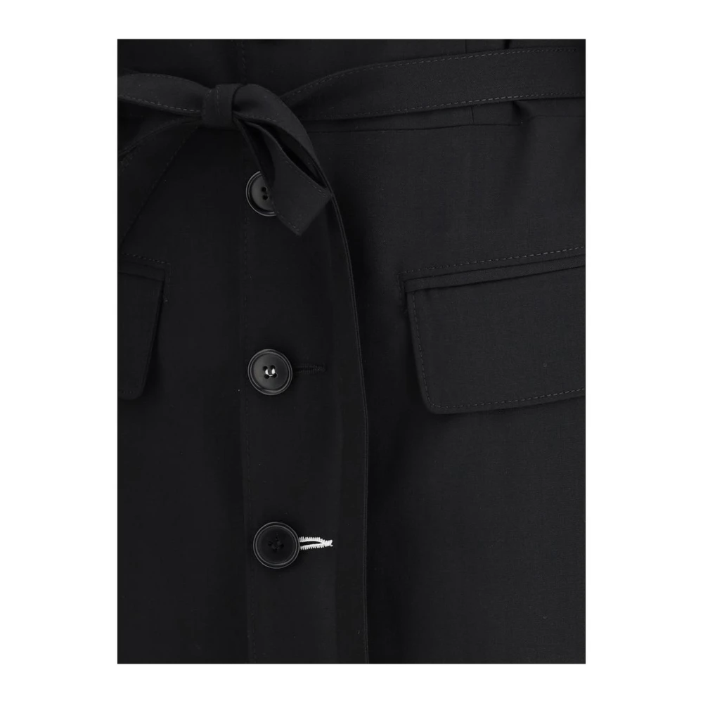 MM6 Maison Margiela Elegante Wollen Trenchcoat met Revers Black Dames