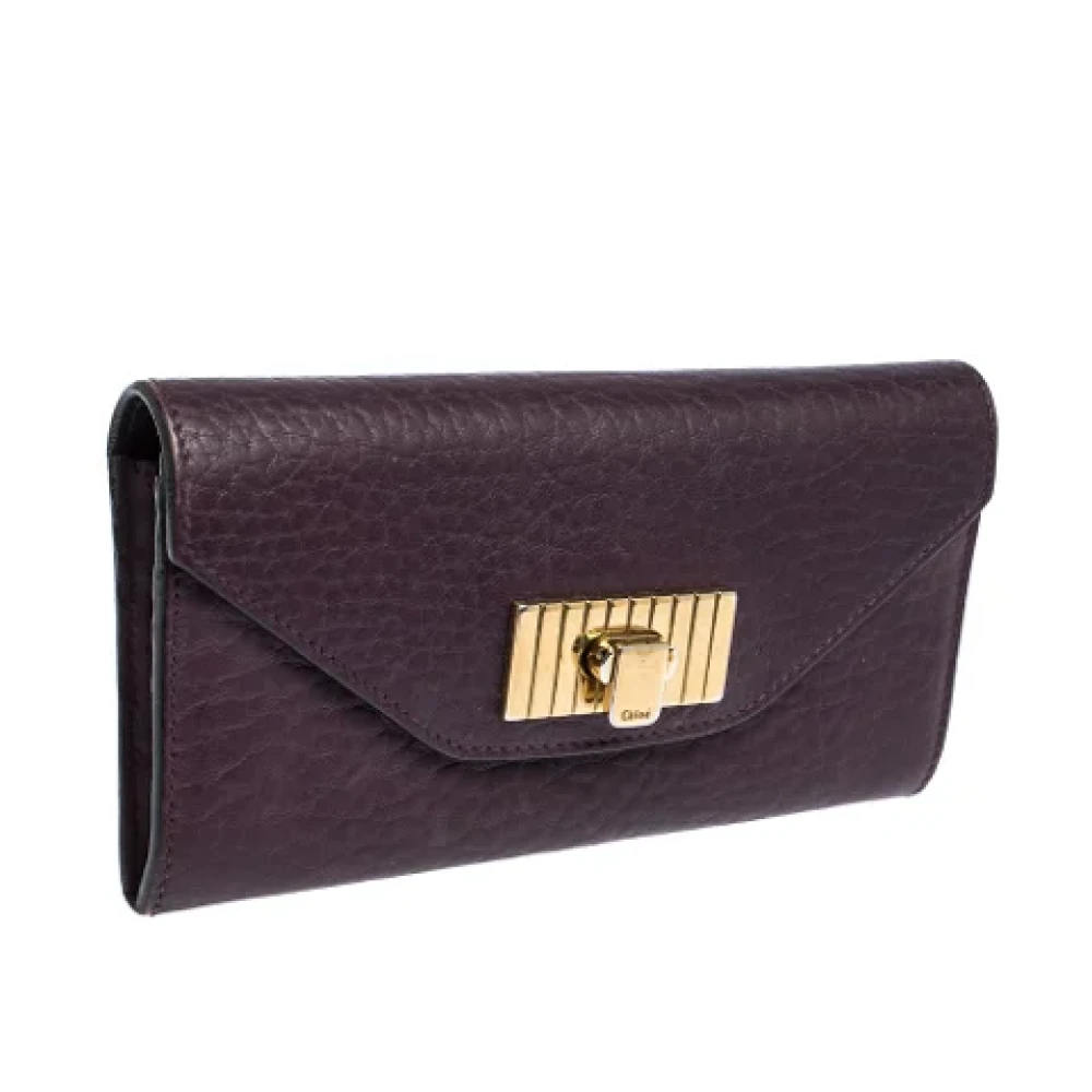 Chloé Pre-owned Leather wallets Purple Dames