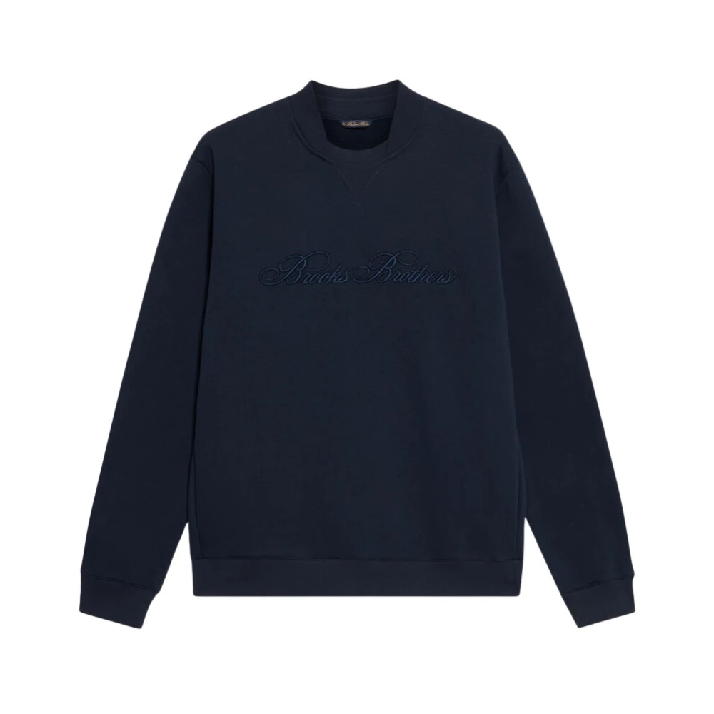 Brooks Brothers Katoenen Crewneck Logo Sweater Blue Heren
