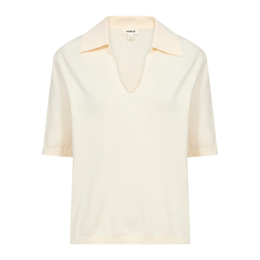 Soaked in Luxury Witte Polo Pullover Whisper Korte Mouw White Dames