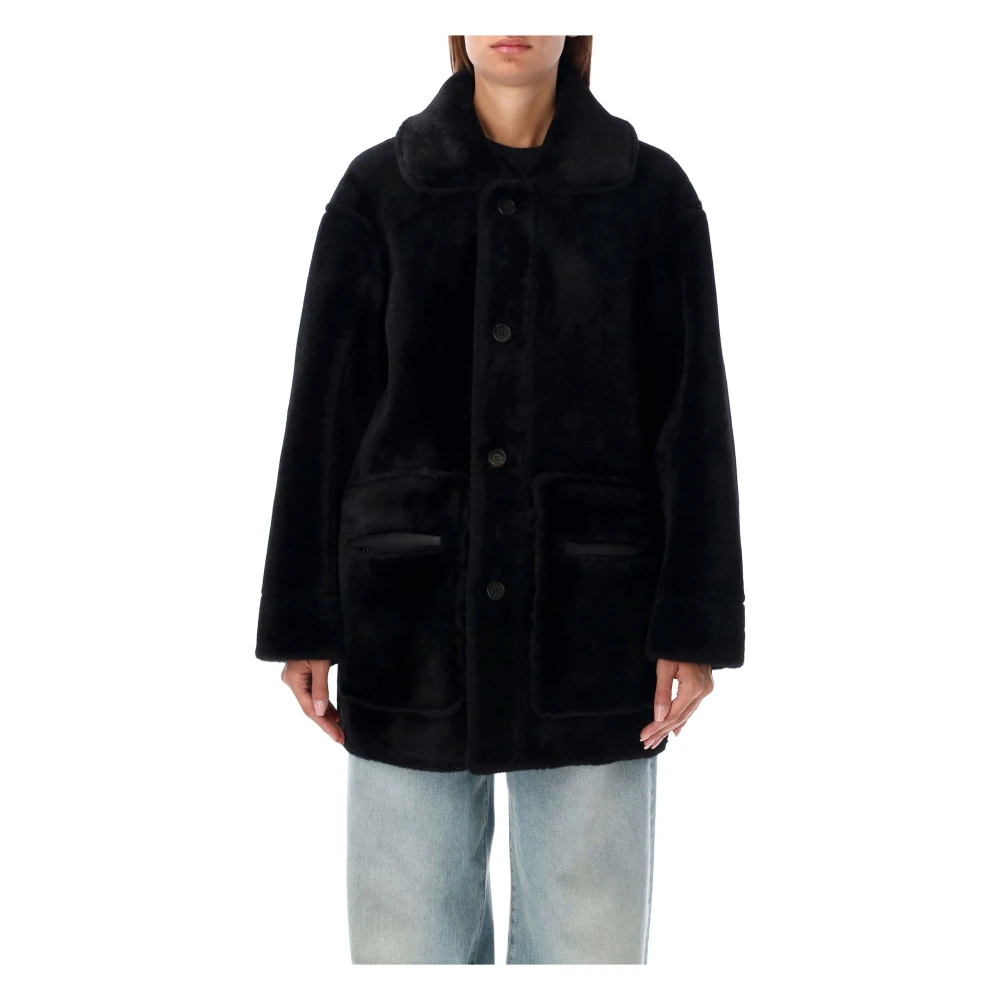 Urbancode Omkeerbare Shearling Jas Zwart Aw24 Black Dames
