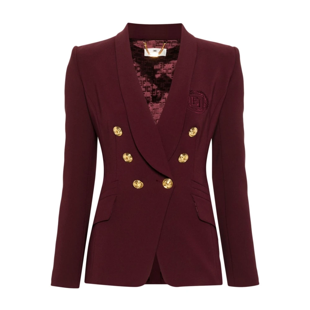 Elisabetta Franchi Rode Blazer met Geëmbosseerd Monogram Red Dames