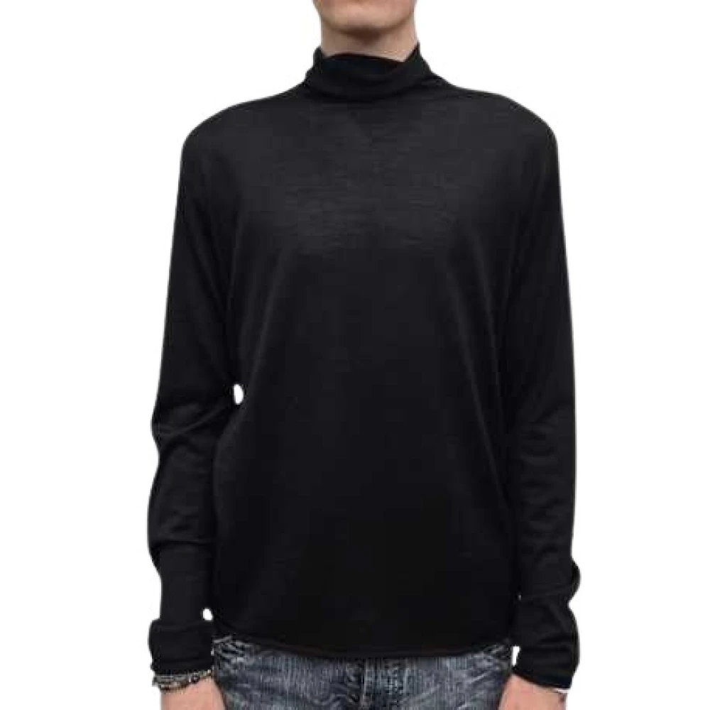 Isabel Benenato Mannelijk Zwart Truien & Vesten Heren, M, Wol, Turtleneck Jumper