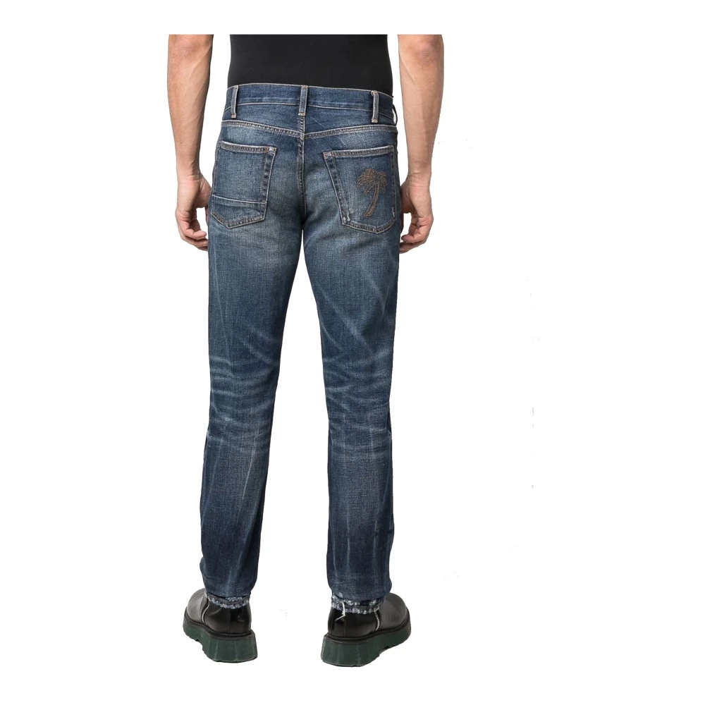 Palm Angels Italiaanse katoenen jeans voor mannen Blue Heren
