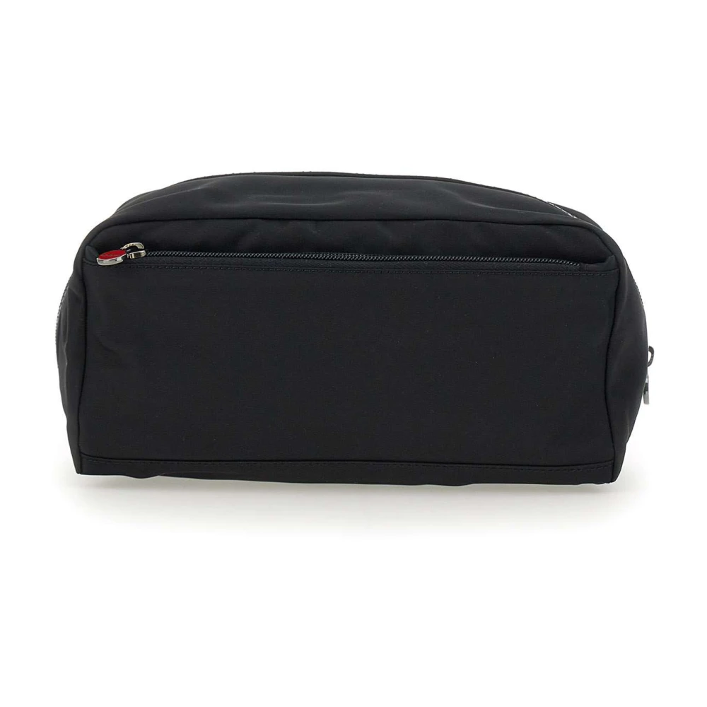 Kiton Zwarte Nylon Clutch Tas met Leren Details Black Heren