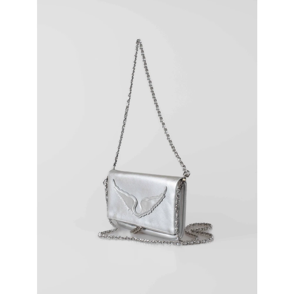 Zadig & Voltaire Zilver Metallic Leren Crossbody Tas Gray Dames