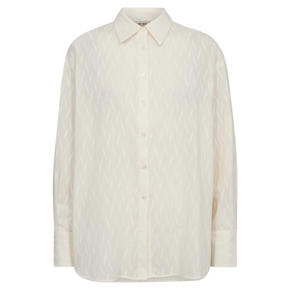MOS MOSH Katoenen overhemd met toon-op-toon patroon Beige Dames
