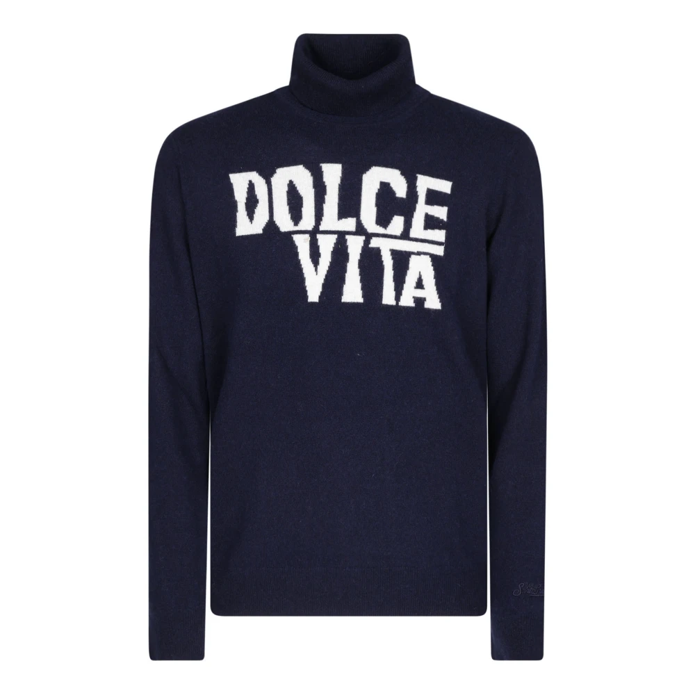 MC2 Saint Barth Wollen Dolcevita met Front Script Blue Heren