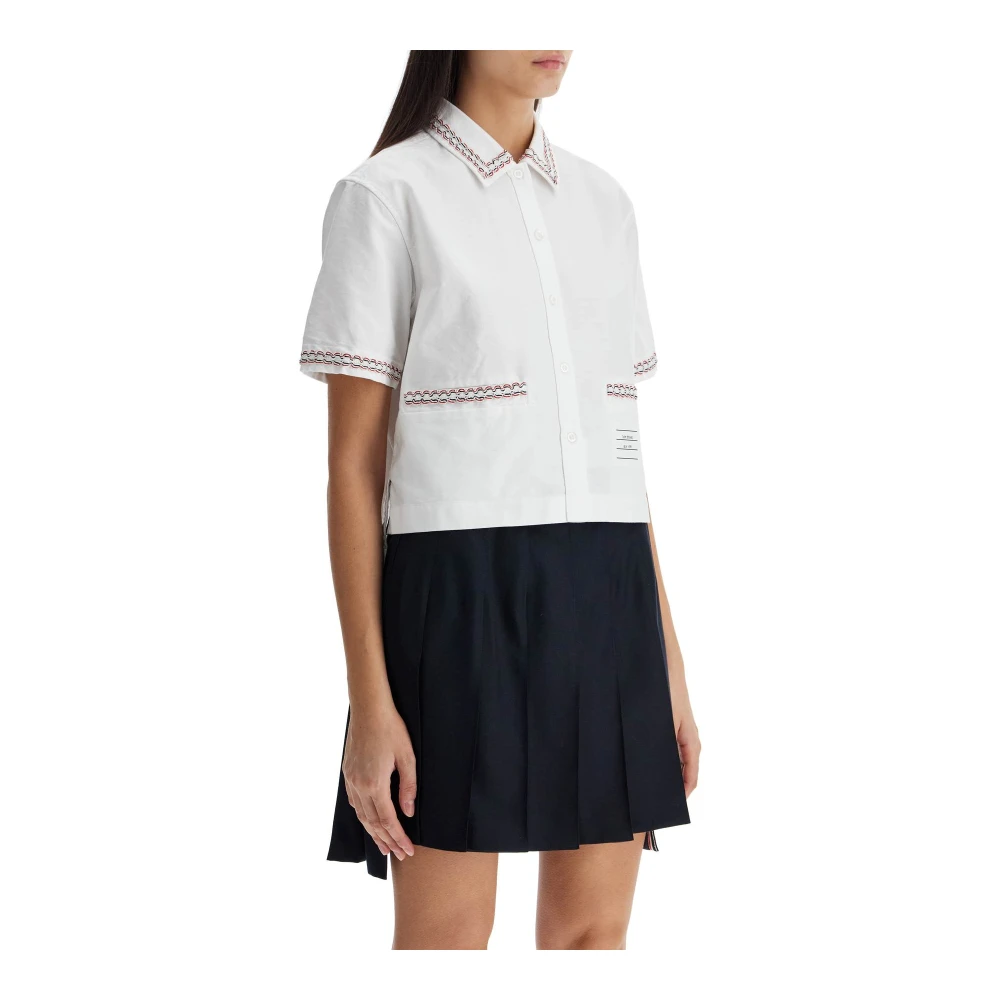 Thom Browne Gerimpeld Oxford Overhemd voor Vrouwen White Dames