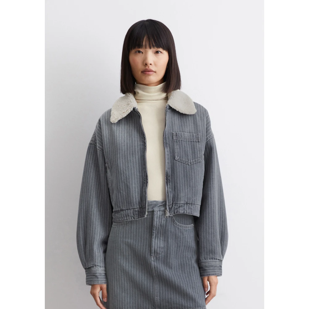 Marc O'Polo Oversized spijkerjasje met teddykraag Gray Dames