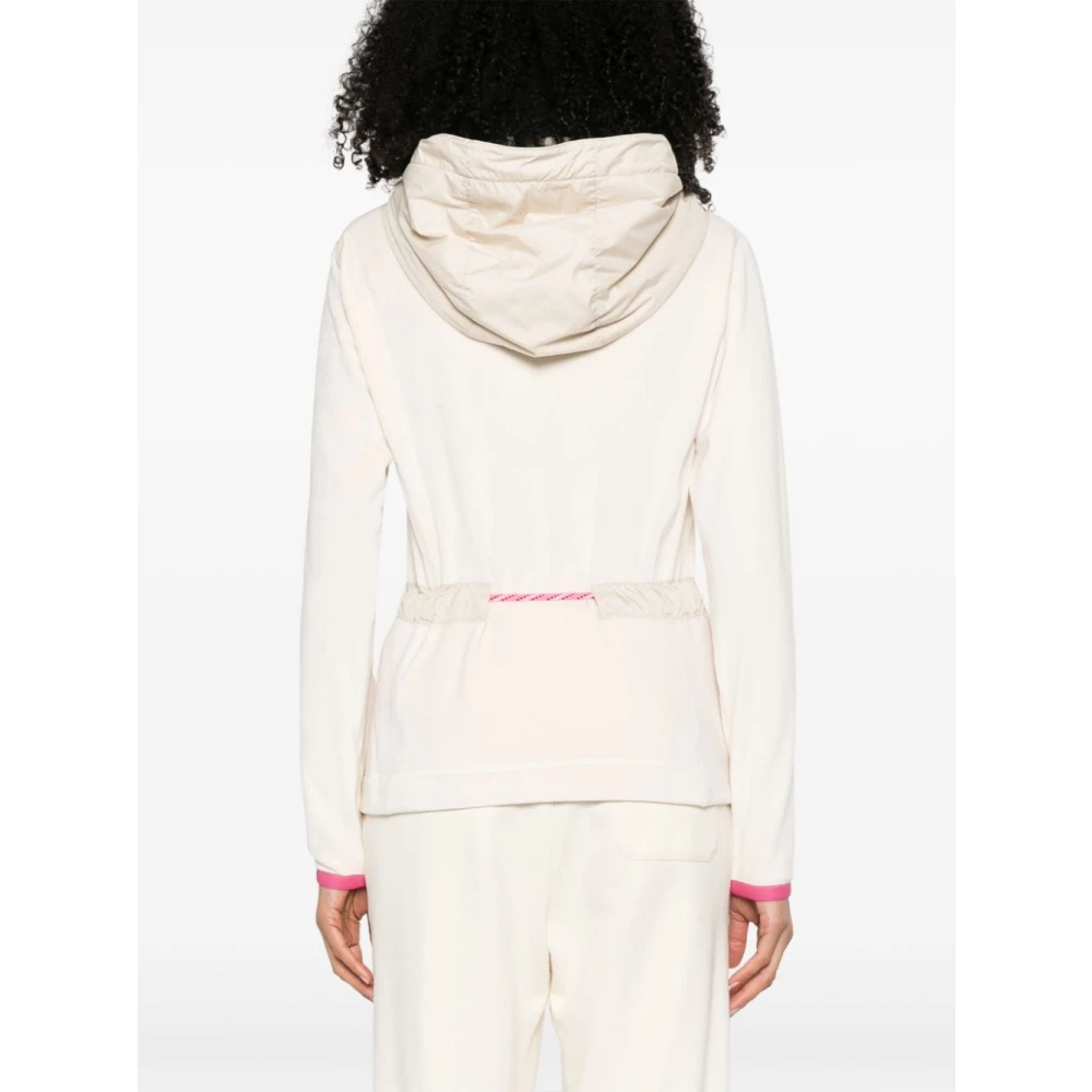 Moncler Velour Fleece Zip-Up Sweatshirt met regenkleding details Beige Dames
