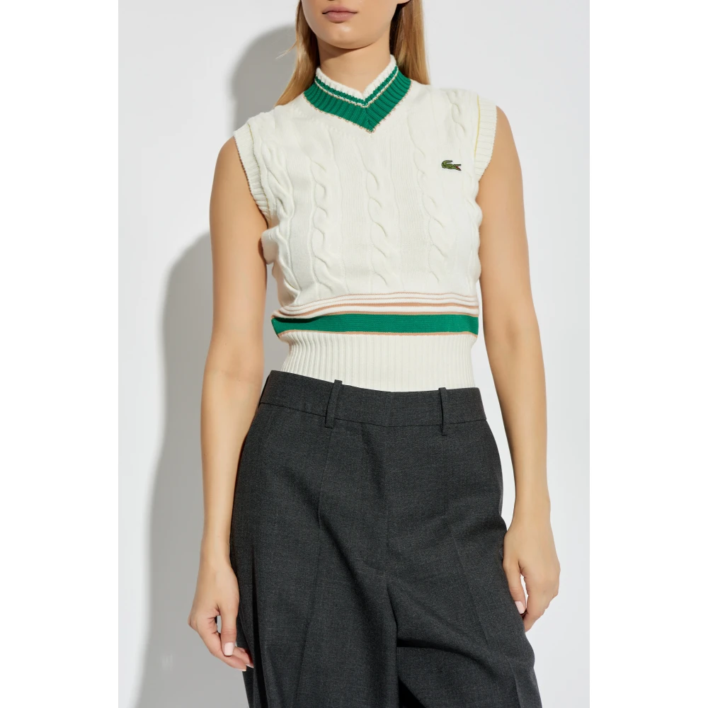 Lacoste Wollen vest Beige Dames