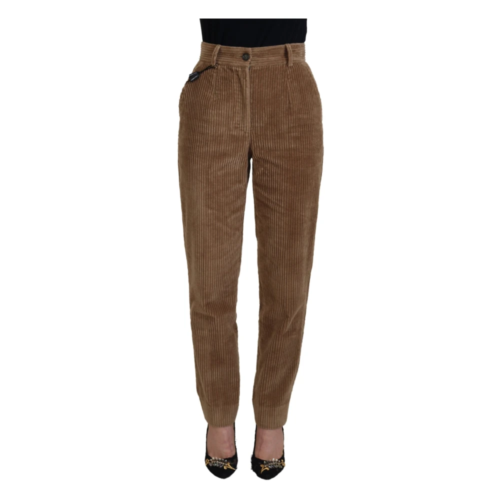 Dolce & Gabbana Women's Brown Tapered Trousers,, Corduroy Cotton Trousers 2XS