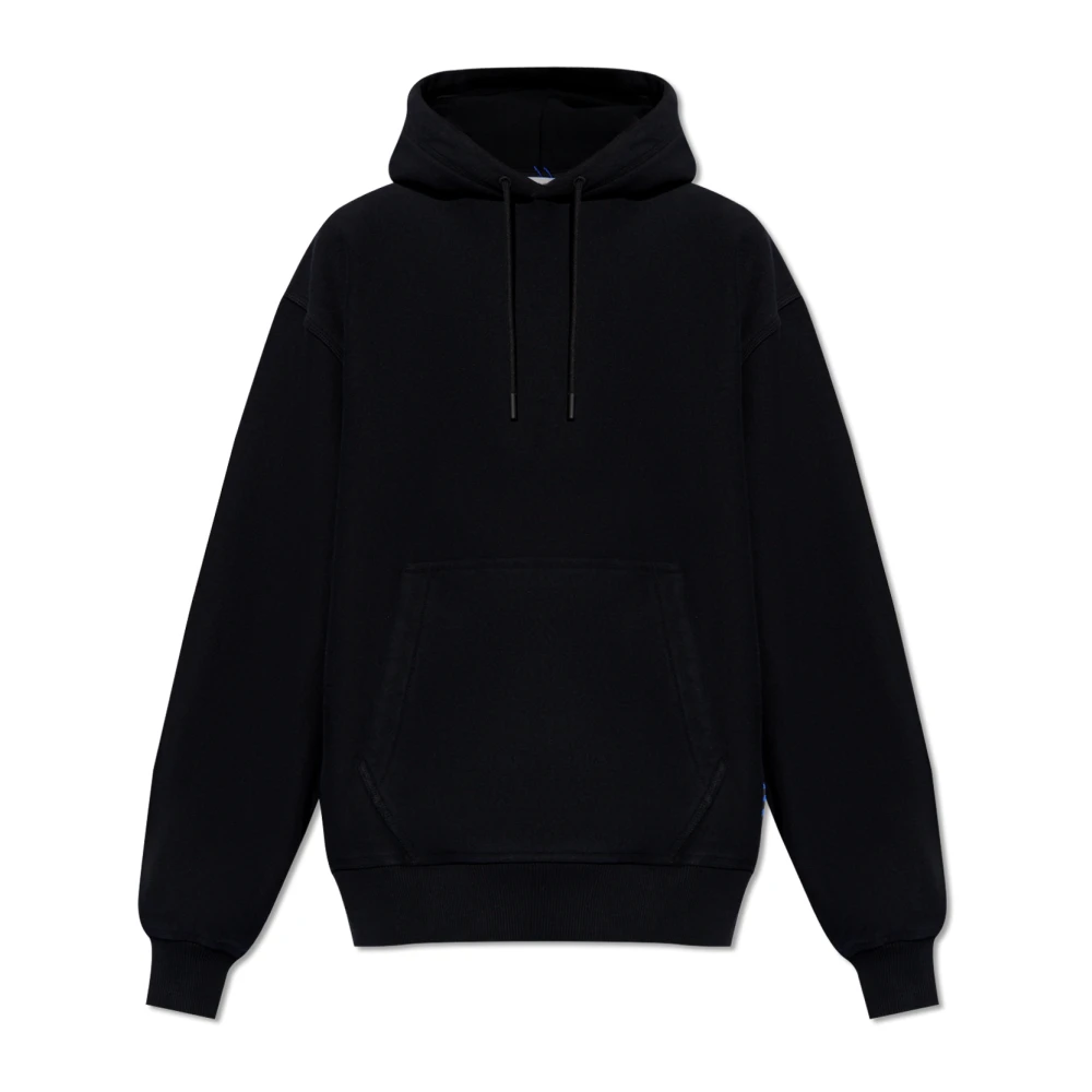 Burberry Men's Black Hoodies, S, Logo-Patched Hoodie