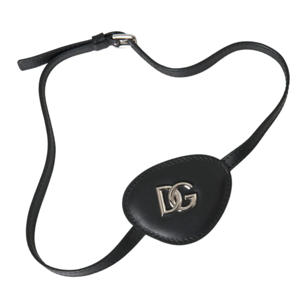 Dolce & Gabbana Zwart Kalfsleer Metalen DG Logo Ooglapje Black Unisex