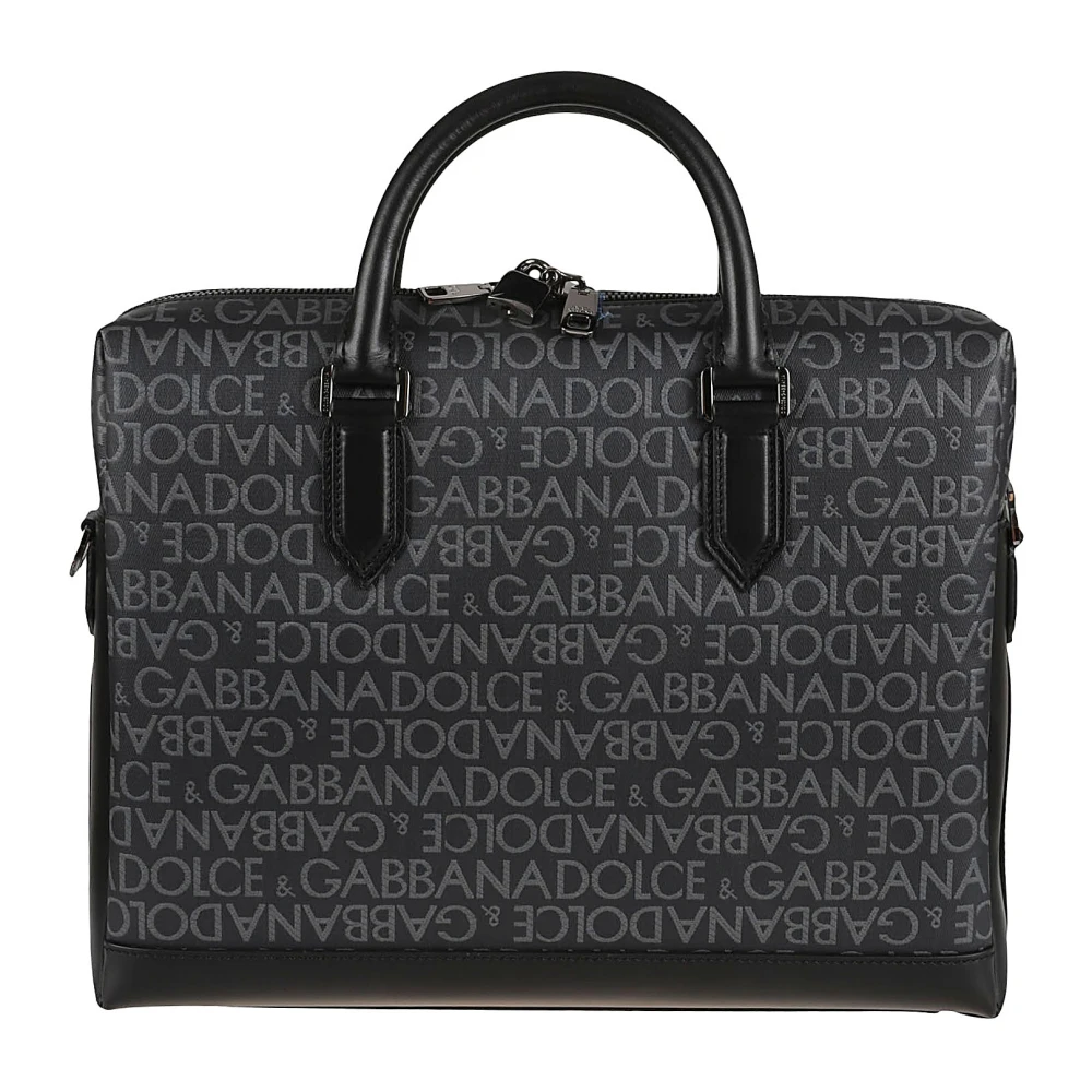 Dolce & Gabbana Zwarte Aktetas Jcq.logo Spalmato+Vi Black Heren