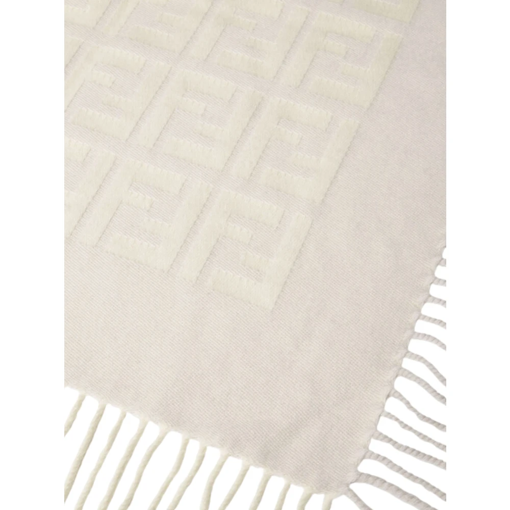 Fendi Luxe Beige Franje Deken Beige Unisex
