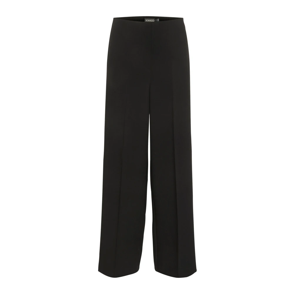 Soaked in Luxury Wijde Lange Broek met Geperste Voorkant Zwart Black Dames