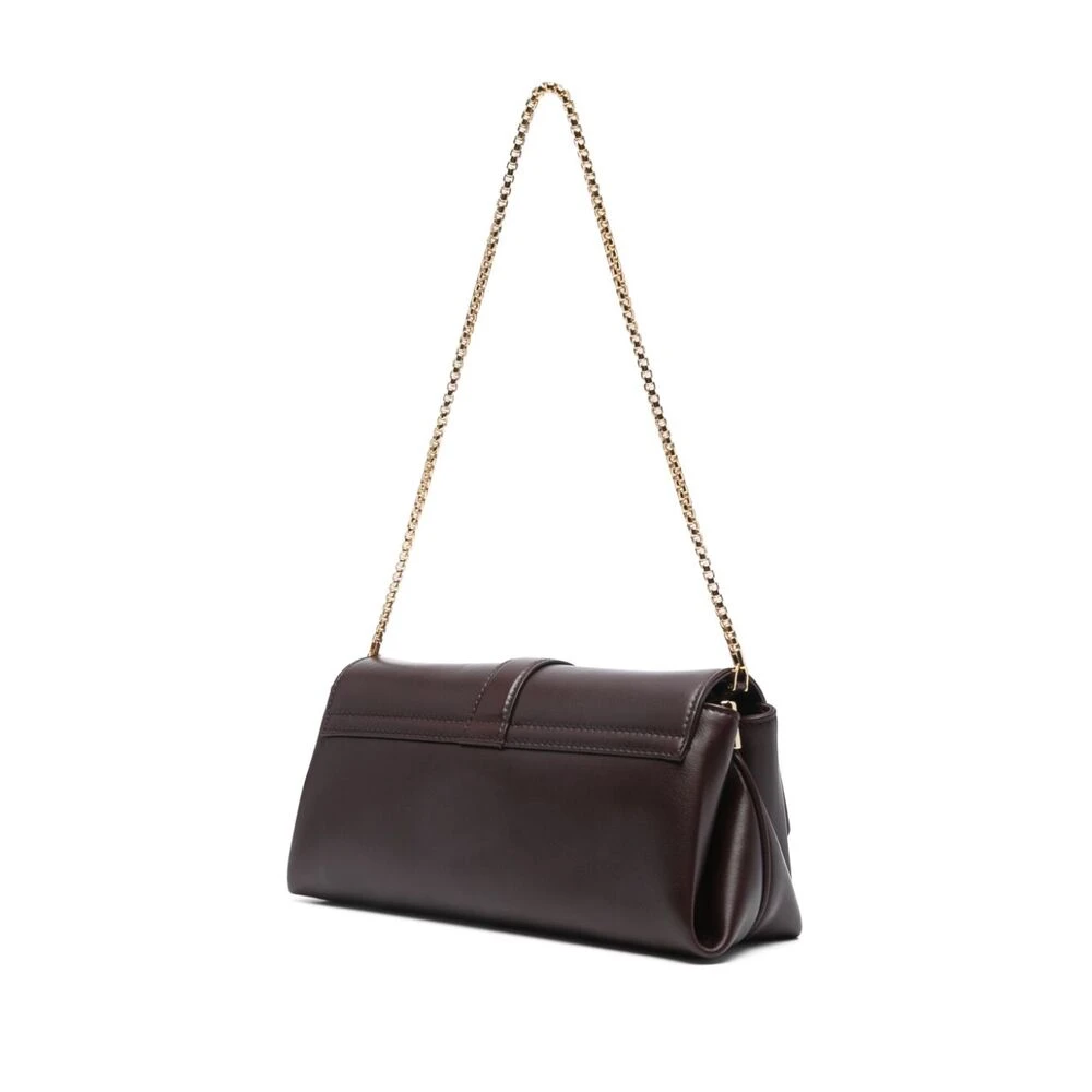 Salvatore Ferragamo Oxblood Leren Schoudertas met Ketting Brown Dames