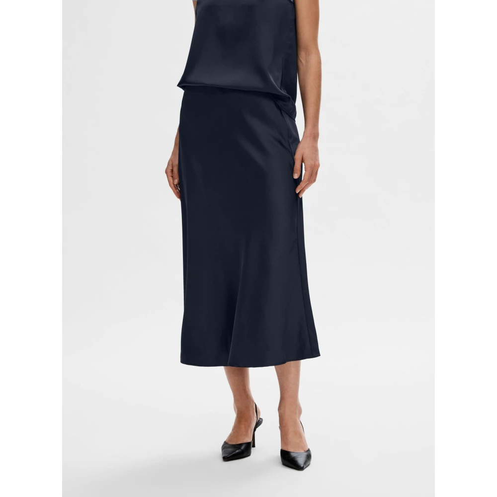 Selected Femme Lena HW Midi Rok Blue Dames