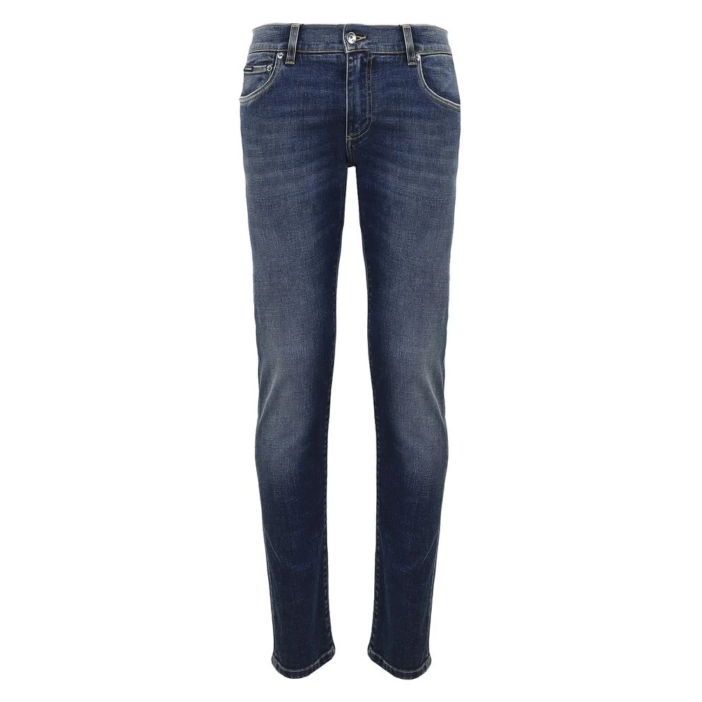 Dolce & Gabbana Mannelijk Blauw Jeans Heren, L, Leer, Slim-Fit Jeans