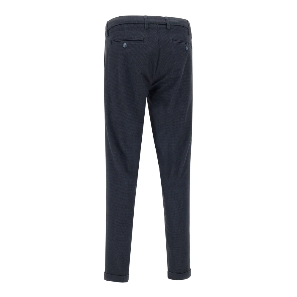 Re-Hash Blauwe Houndstooth Slim Fit Broek Blue Heren