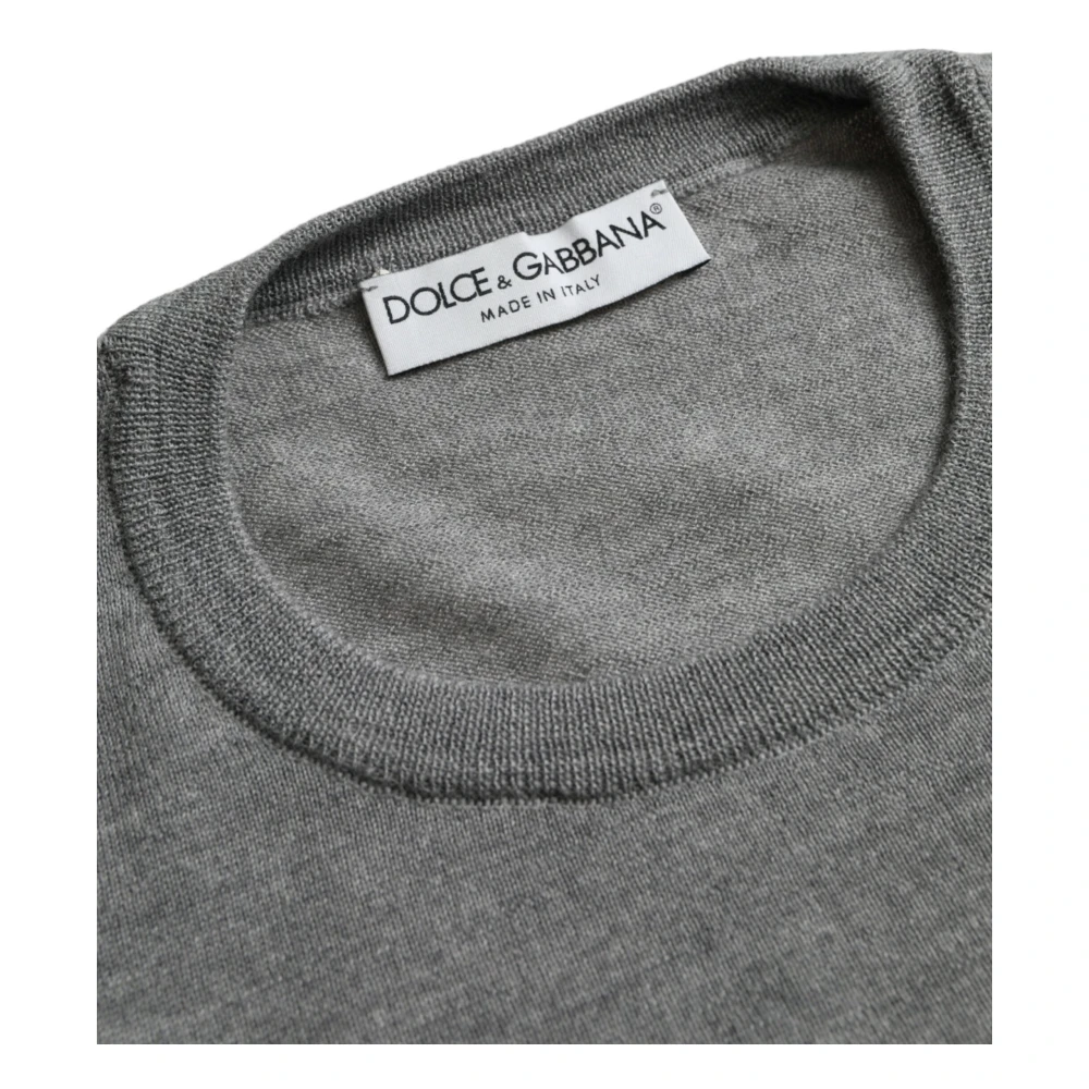 Dolce & Gabbana As Grijs Wol Ronde Hals Trui Gray Heren