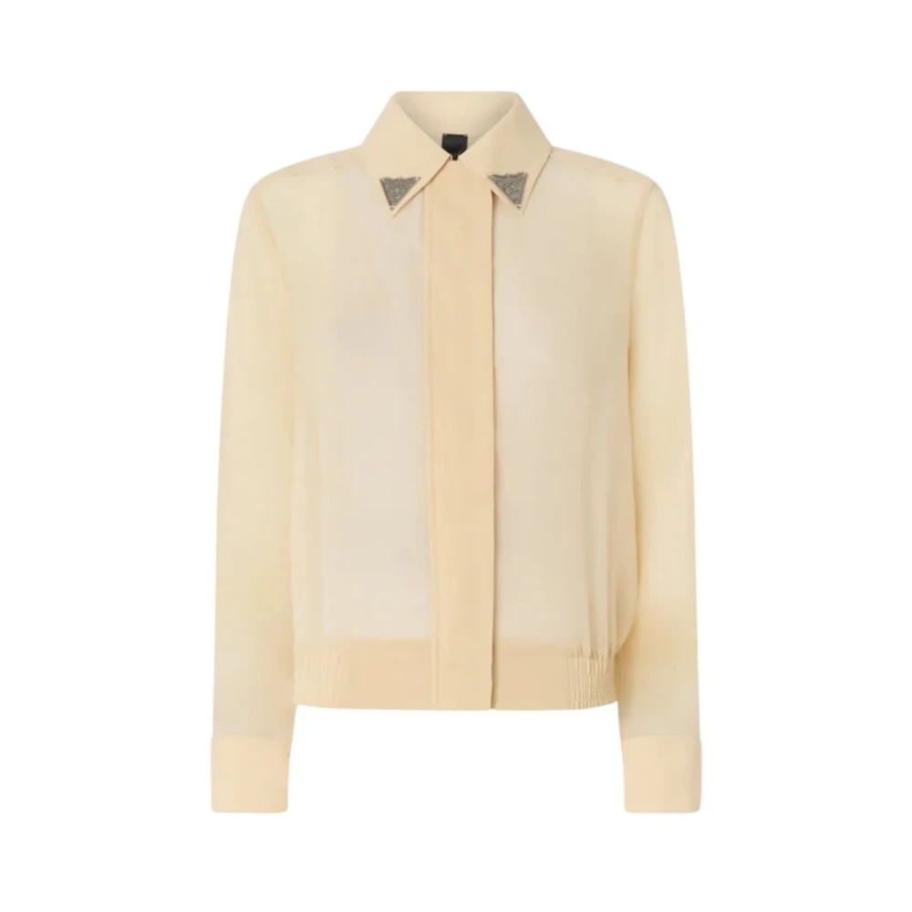 Pinko Beige Semi-Sheer Georgette Shirt - Female - Shirts - L - Blouses & Shirts
