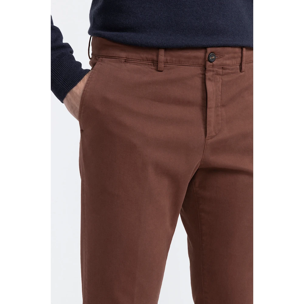 PESERICO Stretch katoenen chino's Brown Heren