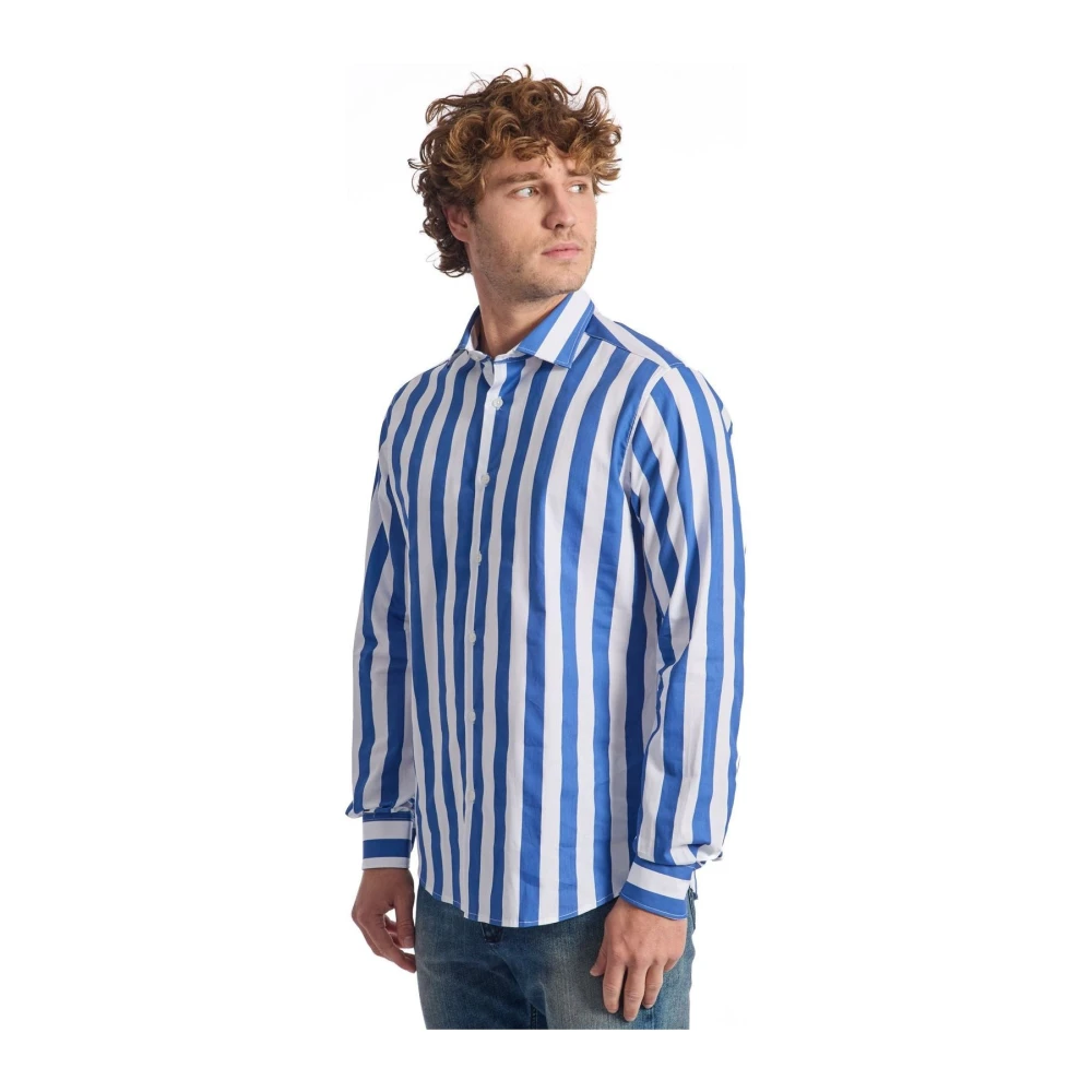 Baldinini Tijdloze Elegantie Gestreept Overhemd Blue Heren