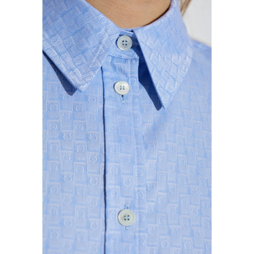 Salvatore Ferragamo Overhemd met monogram Blue Dames