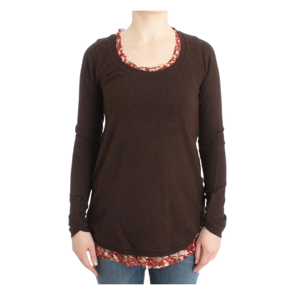 Roberto Cavalli Luxurious Brown Silk Applique Jumper - Female - Round-Neck Knitwear - Brown - S - Knitwear