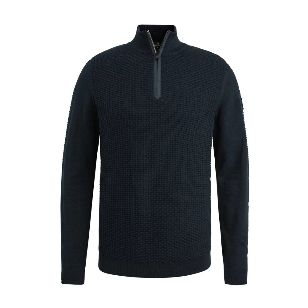 Vanessa Baroni Katoenen Half-Zip Pullover Blue Heren