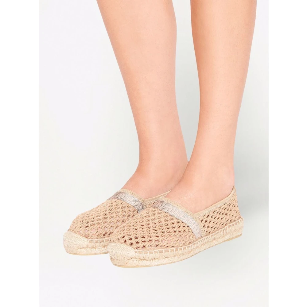 Miu Beige Gehaakte Espadrilles met Tonaal Logo Borduursel Beige Dames