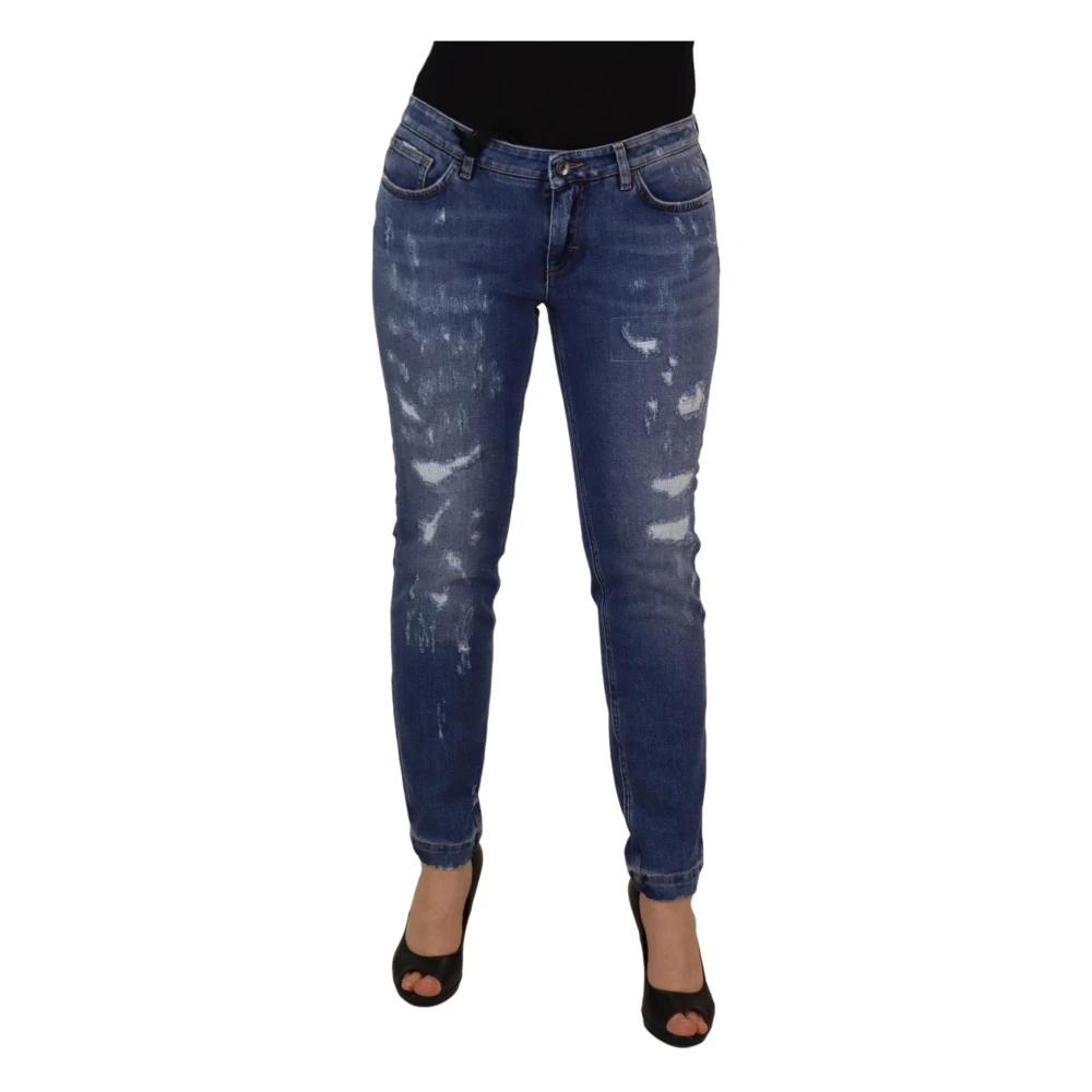 Dolce & Gabbana Blue Washed Cotton Skinny Low Waist Denim Jeans - IT44|L - Image 2