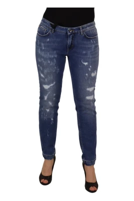 Blå Low Waist Skinny Denim Jeans