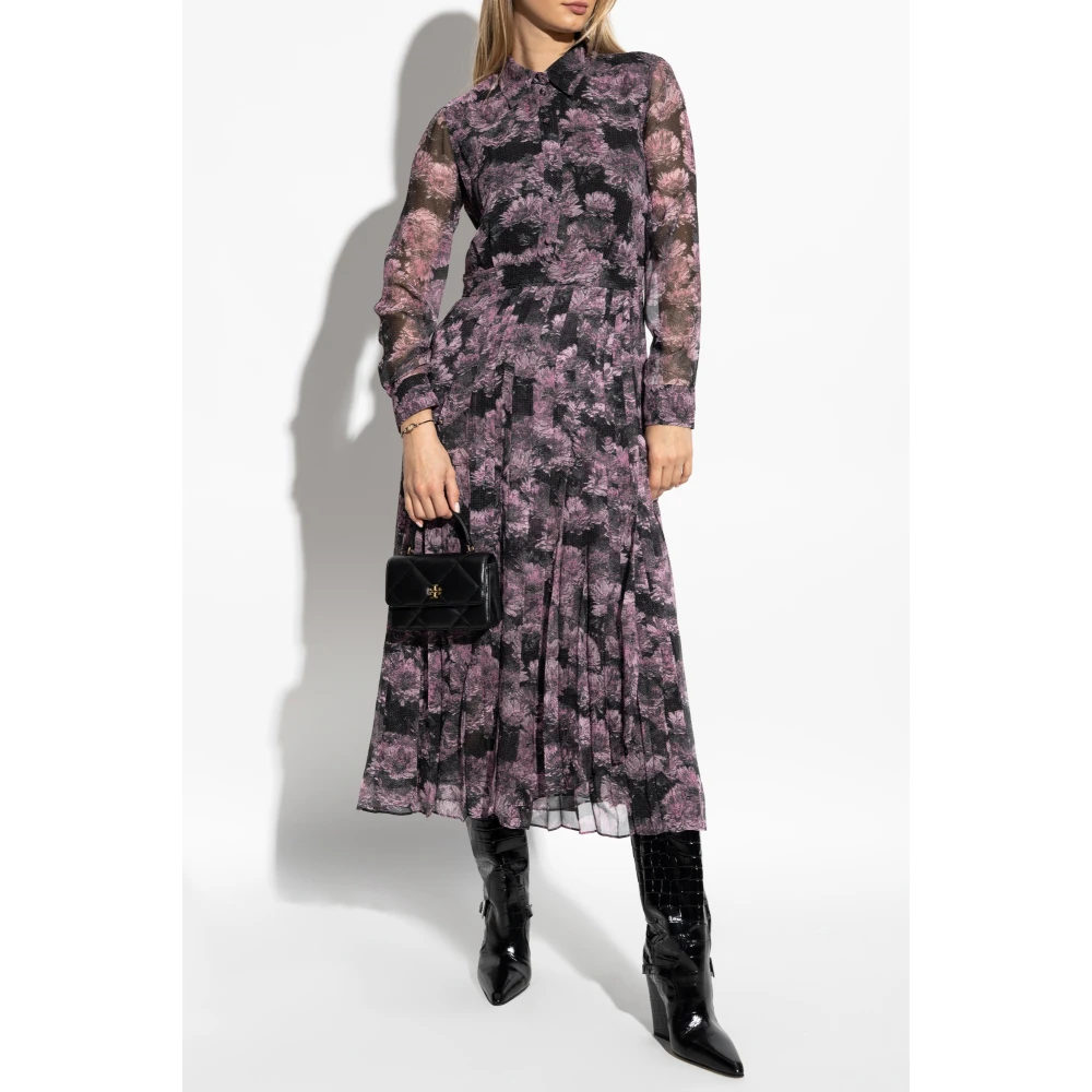 TORY BURCH Jurk met geplooide zoom Purple Dames