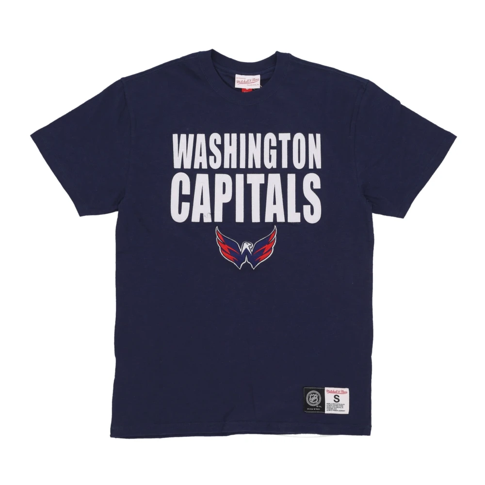 Mitchell & Ness Blue T-Shirts, Male, L, Washington Capitals Nhl Tee