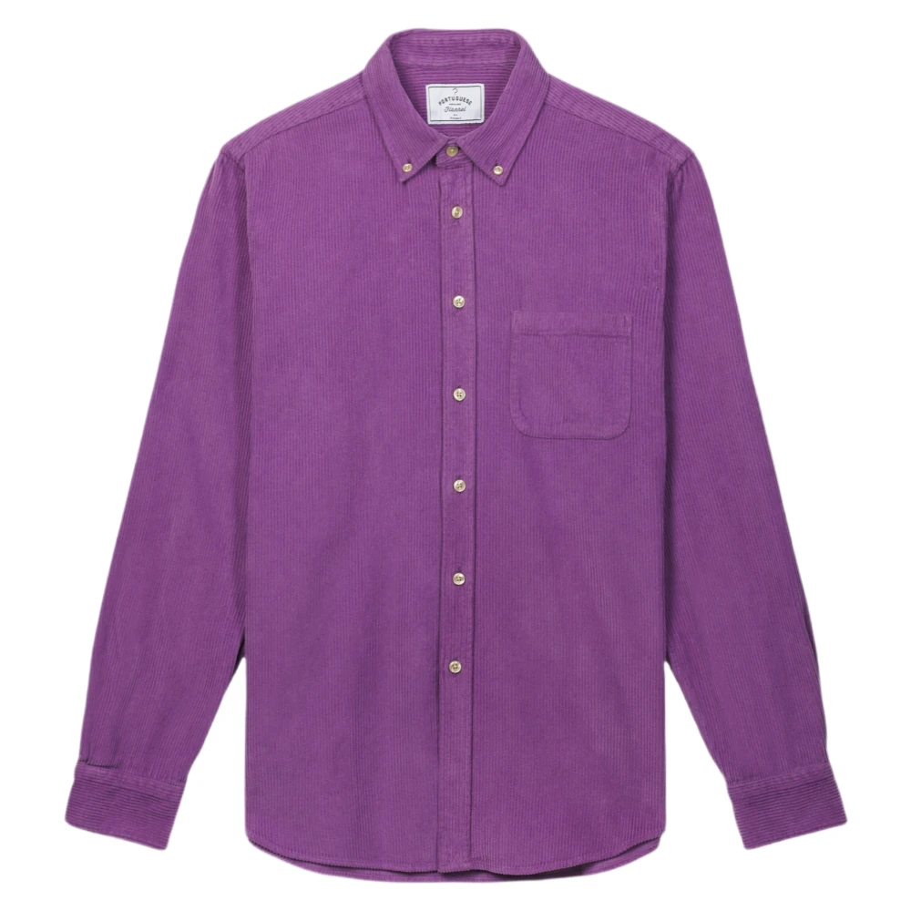 Portuguese Flannel Lila Corduroy Skjorta med Urea Knappar Purple, Herr