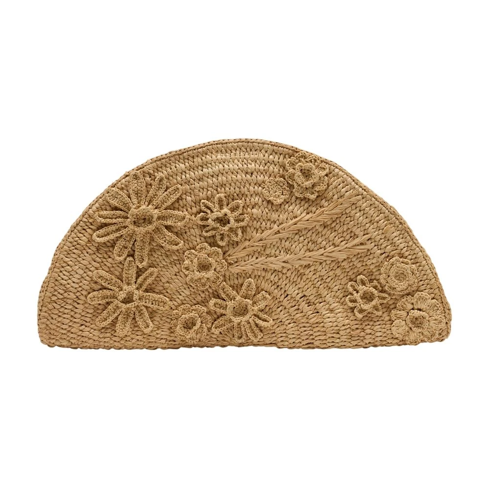 Vanessa Bruno Women's Beige Clutches, One Size, Raffia Clutch Bag