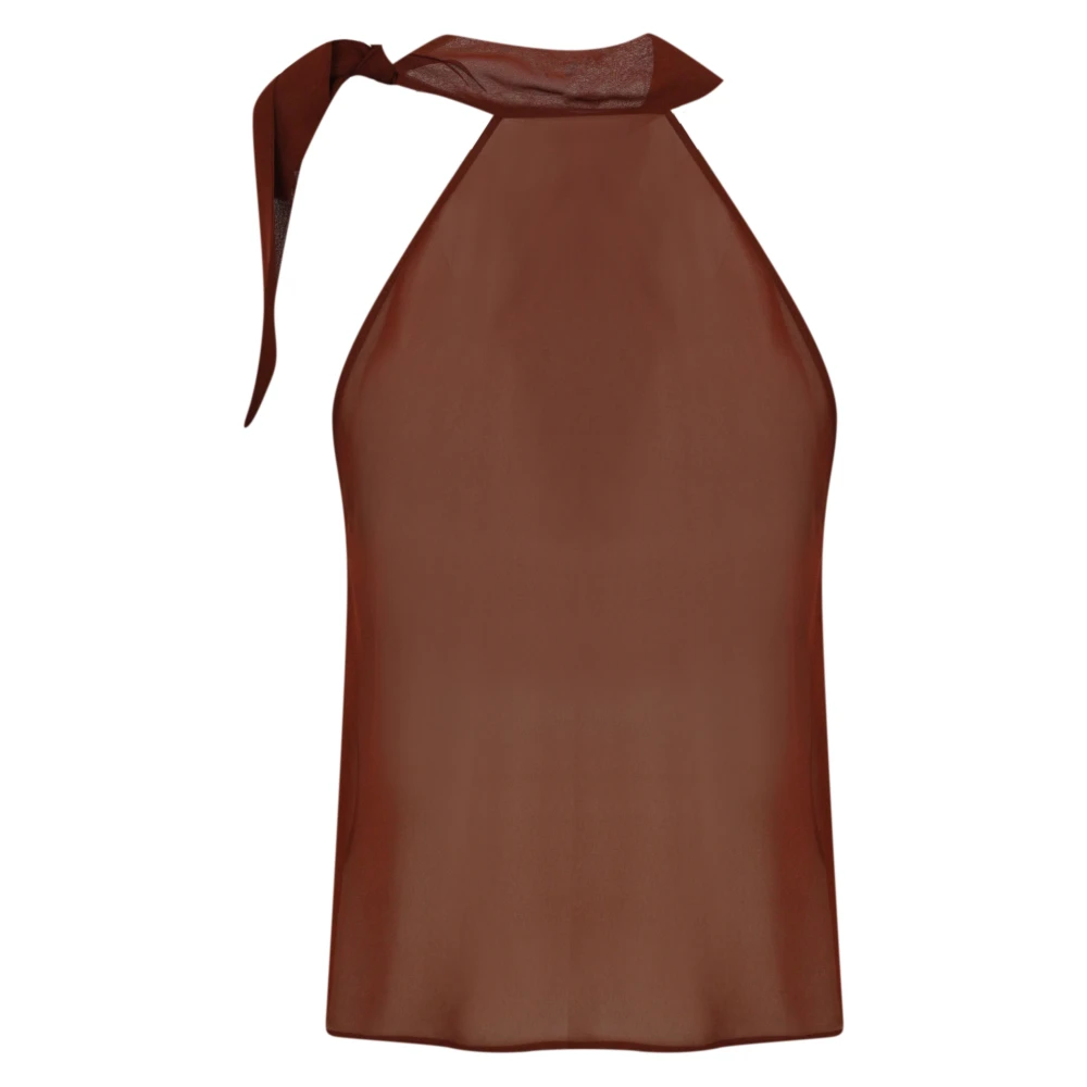 Philosophy di Lorenzo Serafini Bruine Viscose Gedrapeerde Top Brown Dames