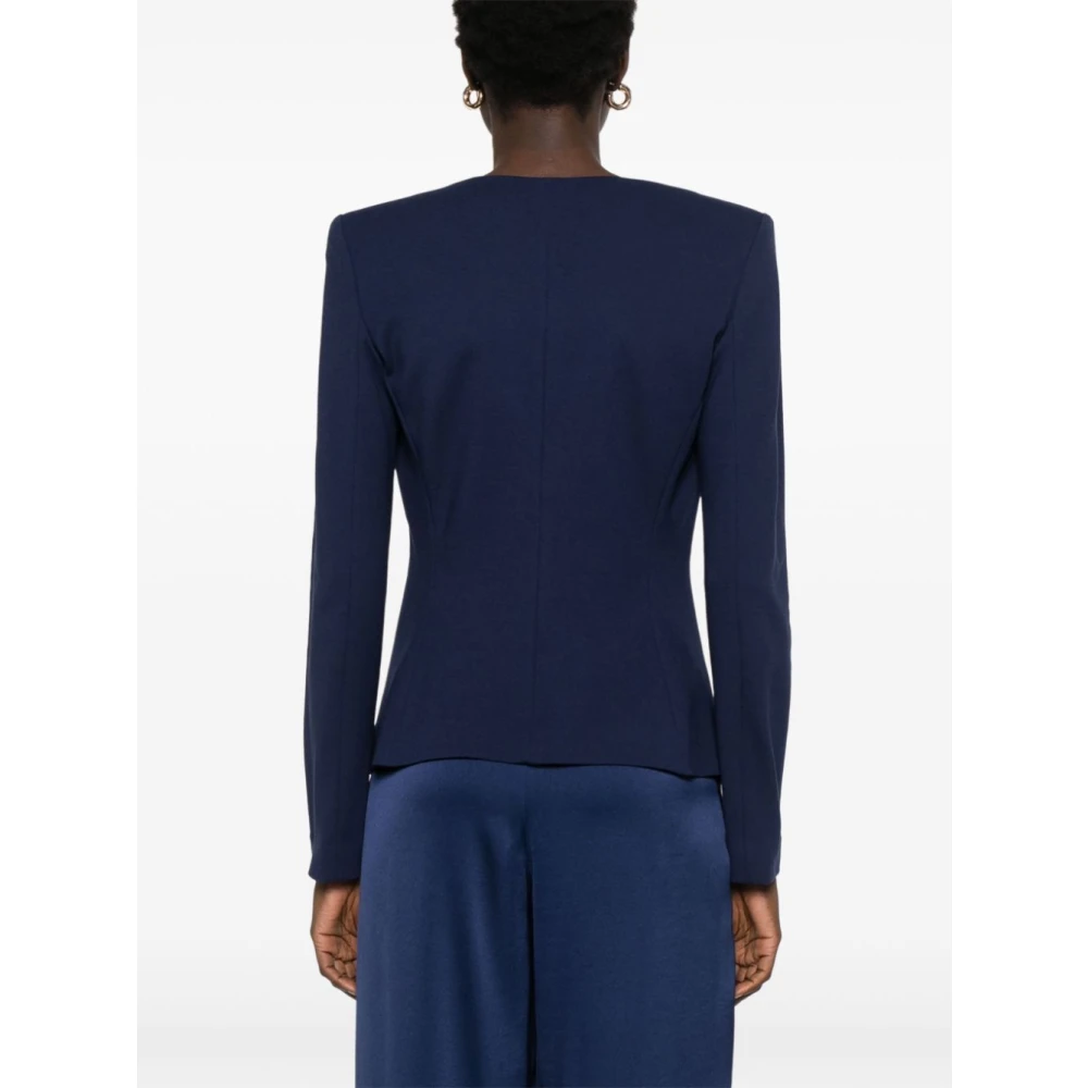 Emporio Armani Blauwe Jersey V-Hals Jas Blue Dames
