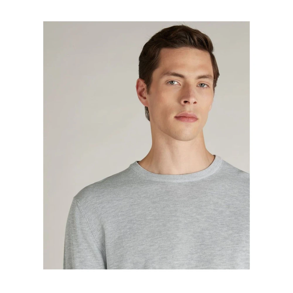 Zanone Grijze Melange Katoen Crepe Ronde Hals Trui Gray Heren