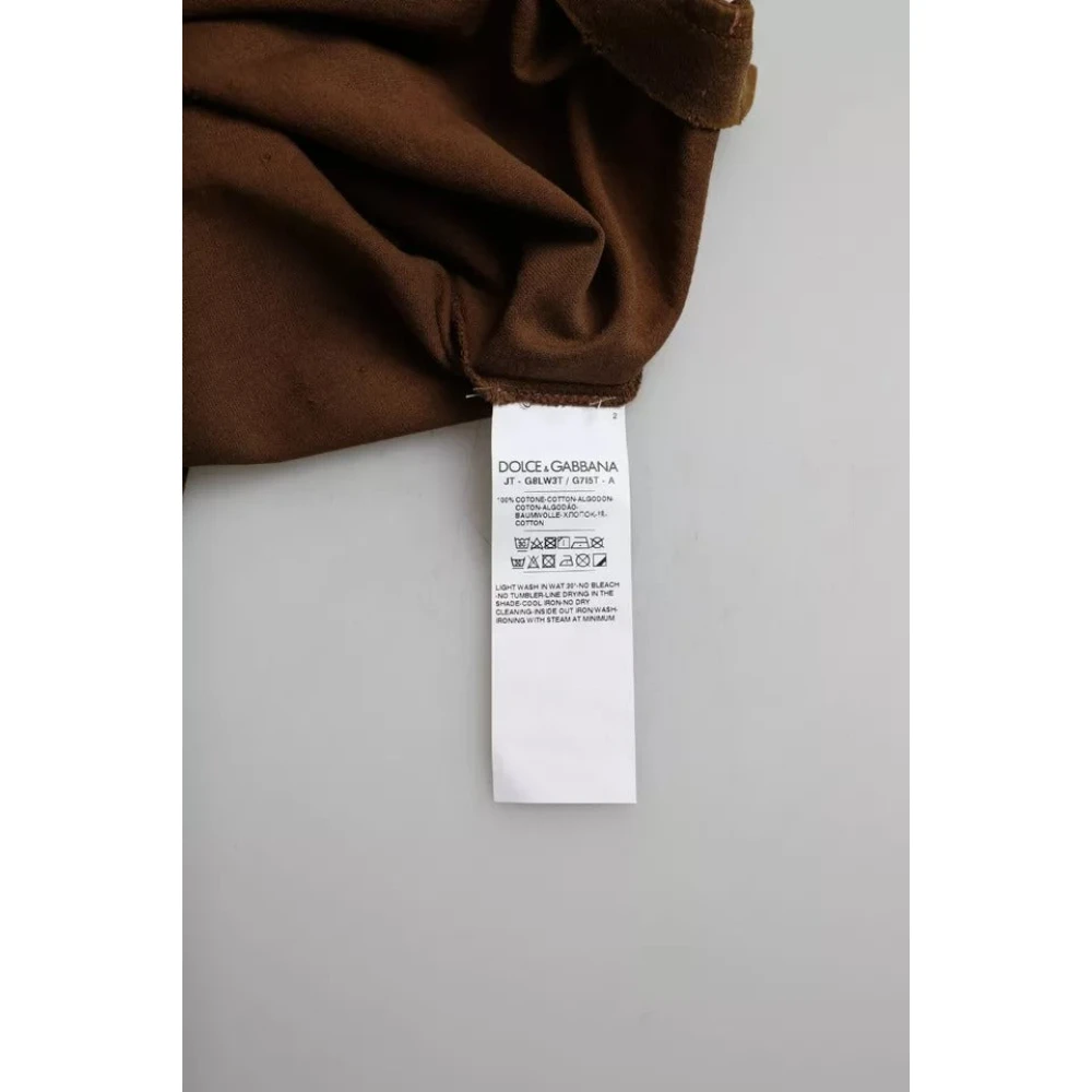 Dolce & Gabbana Bruin Katoenen T-shirt met Kleurspatjes Brown Heren