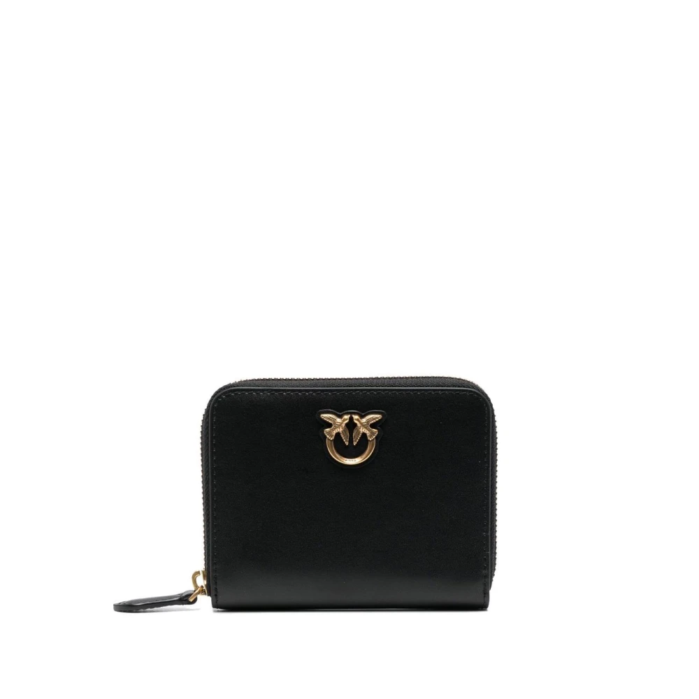 Pinko Women's Black Wallets & Cardholders, One Size, Leather Wallet With Gold Hardware
