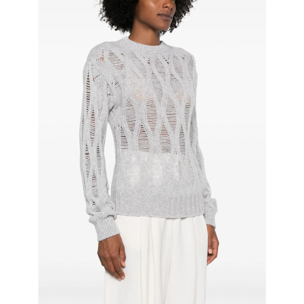 Wild Cashmere Lichtgrijze Open Gebreide Trui Gray Dames